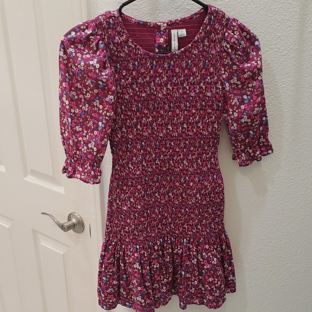Janie and Jack Floral Fit and Flare Dress with Puff Sleeves SIZE 10
